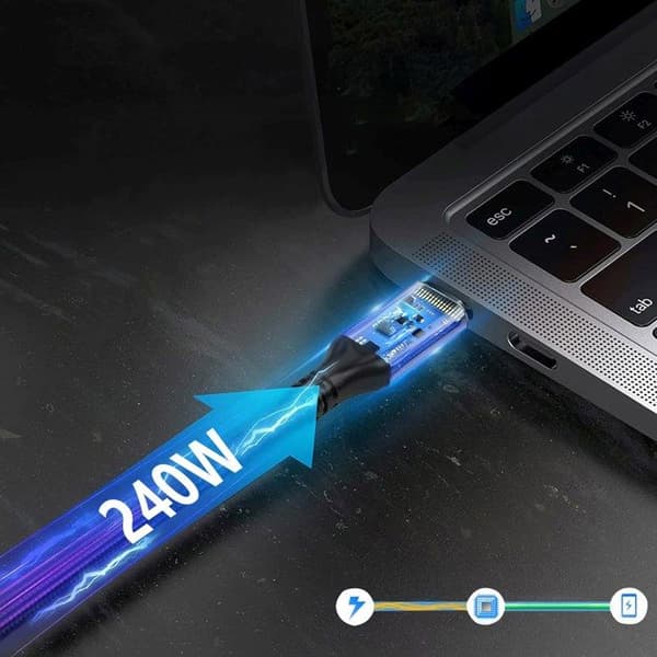 Thunderbolt 4 USB-C-kabel 240 W 4K 1 m - Svart