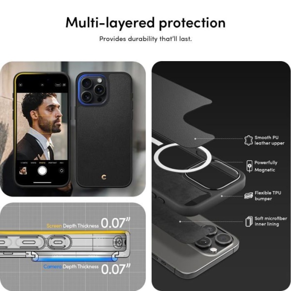 Telefonfodral - telefon bumper Spigen CYRILL av Coque Kajuk Mag Kompatibel med iPhone 15 Pro Max (2023) - Svart