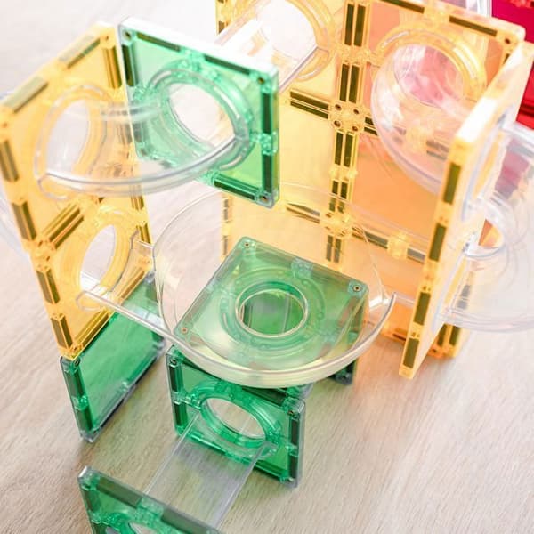 CONNETIX Byggset Magnetiska Plattor Regnbåge Bollbana Paket, 66 Delar Regnbåge