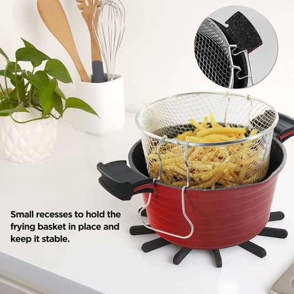 Fritös - ROSSETTO - Gryta Evolution 2 i 1 - 24cm - Glaskåpa - Röd Röd