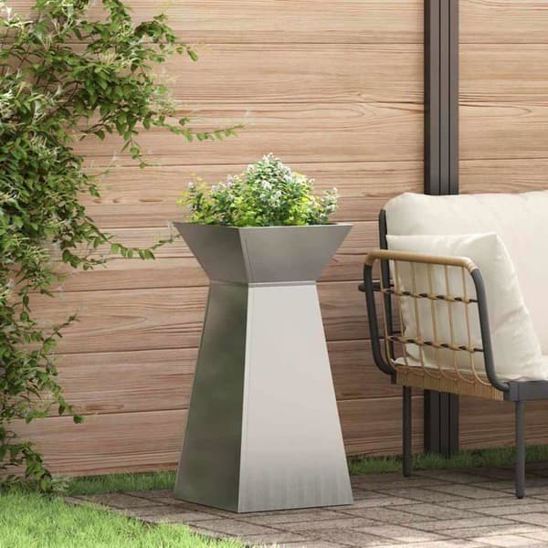 Pillarplanter - vidaXL - Silver - 35x35x73 cm - Hållbar - Utomhusbruk - Montering krävs
