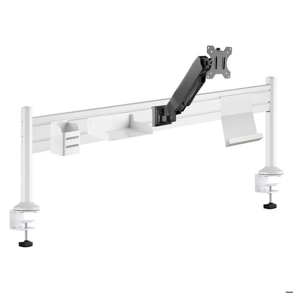 Ergonomisk Portique - Ergo Station - Skärmstöd - Vit - Justerbar Höjd - Välbefinnande