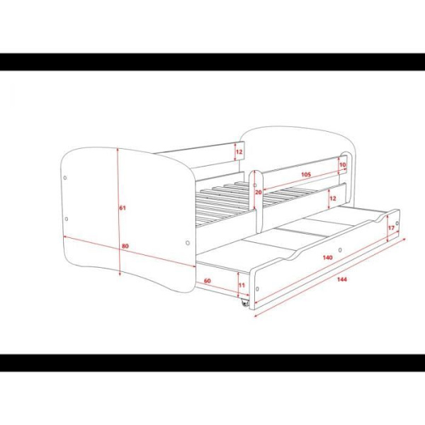 Kocot Kids Bed Babydreams vit elefant med madrasslåda 140/70 - 5903271999361