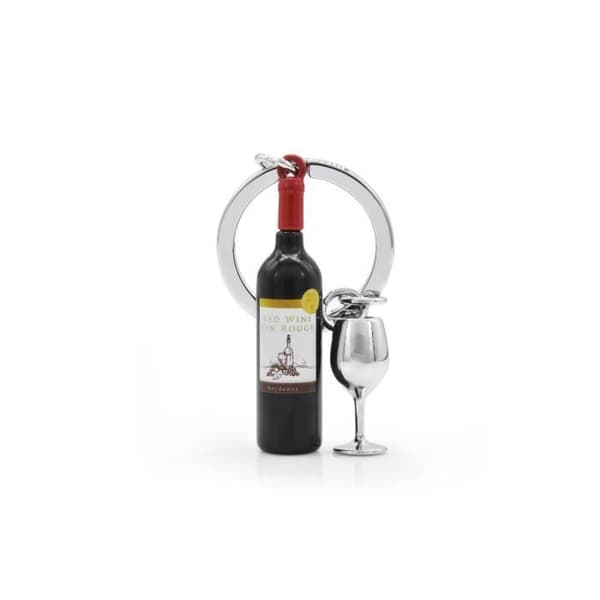 Nyckelring Vinflaska och dess glas - METALMORPHOSE