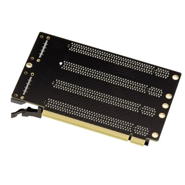 PCIe Riser Adapter - KALEA-INFORMATIQUE - Gen3 x16 till 4x x4 - 90° orientering - Ström 2x SATA 75W