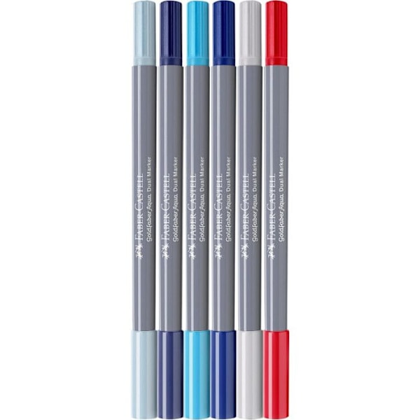 6 filtpennor - Ritning - Faber-Castell - Goldfaber Aqua - Dubbel spets - Hav 121, 151, 164, 245, 247, 277