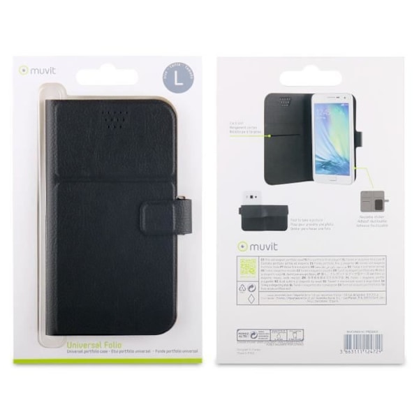 MUVIT Universal Folio Case - Storlek L till 5,1'' - Svart