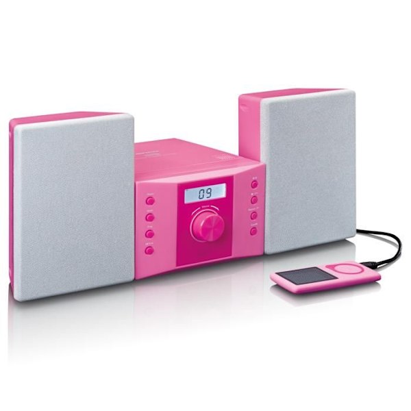 Mikrosystem - Lenco - MC-013PK - CD-spelare - FM-radio - Rosa Rosa