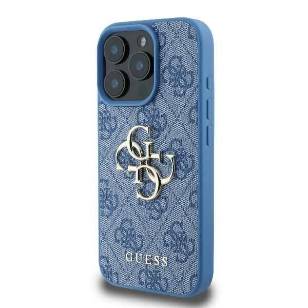 Coque Souple - GUESS - iPhone 16 Pro - Ekologiskt Läder - 4G Logotyp - Blå Blå