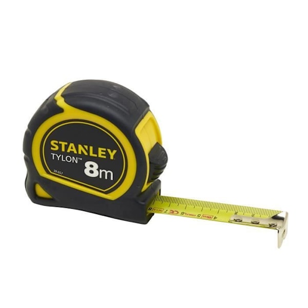 STANLEY måttband - 8m x 25mm - Lackat stålband med 2 nitkrokar Svart