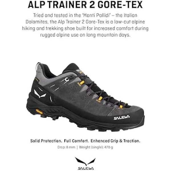 Vandringsskor - Salewa - Alp Trainer 2 GTX M - Vattentäta - Optimal komfort - Vibram-sula Svart Onyx 44