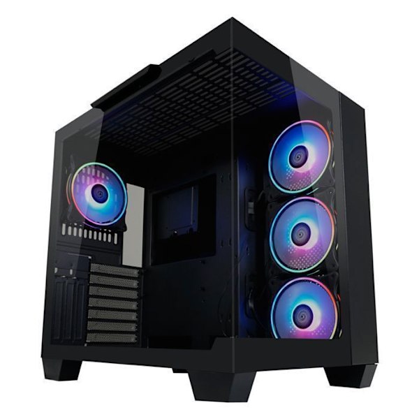 PC Chassi - LC-Power - Gaming 809B - Härdat glas - ARGB-fläktar - Matt svart