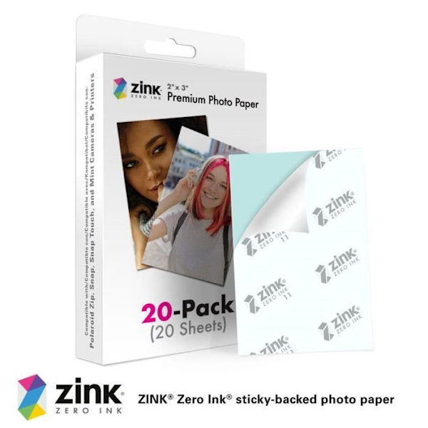 Zink Instant Photo Paper 2x3" papper för digitalkameror och skrivare 20-pack