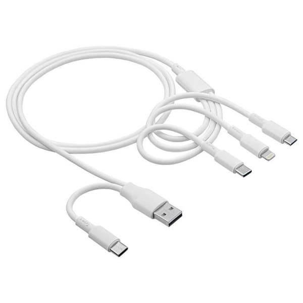 Multi-kontakt USB-kabel - AKYGA - AK-USB-52 - USB-C/Lightning/Micro-USB - 1,20 m - Vit Vit