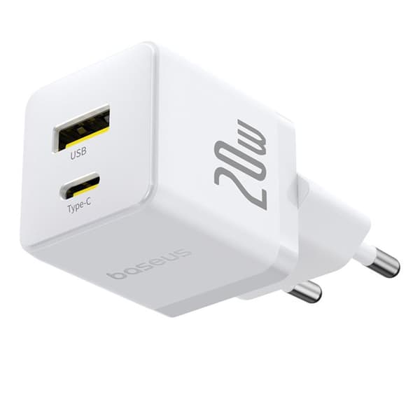 Laddare - BASEUS - Palm (CCZC20UE) - 20W - USB Typ-C - Månsfärgad Vit måne