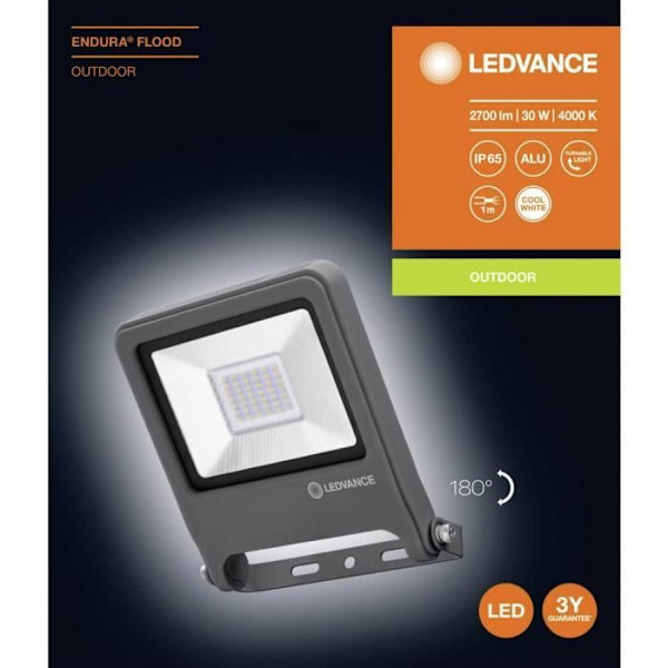 Utomhus LED-projektor - LEDVANCE - Endura® 4058075206700 - 30 W - Neutralt vitt Mörkgrå