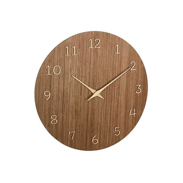 Väggklocka i trä - TFA Dostmann - Analog - Mörkt trä - 29.8 cm hög - Brun - Rund - Väggmontering