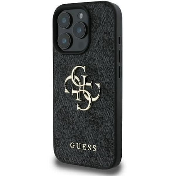 Mjukt fodral - GUESS - iPhone 16 Pro Max - Ekologiskt läder - 4G-logotyp - Svart Svart