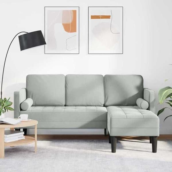 Ljusgrå soffgrupp 173 x 131 x 67 cm sammet