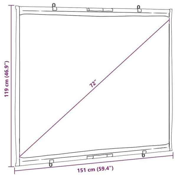 Väggmonterad projektionsduk - vidaXL - 72 tum - 4:3 - Matt vit - Polyester - 151x119 cm - Väggmontering - Matt yta