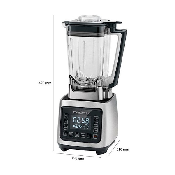 Mixerskål - PROFICOOK - PC-UM 1127 - 2000 Watt - 2 L - Svart, Rostfritt stål