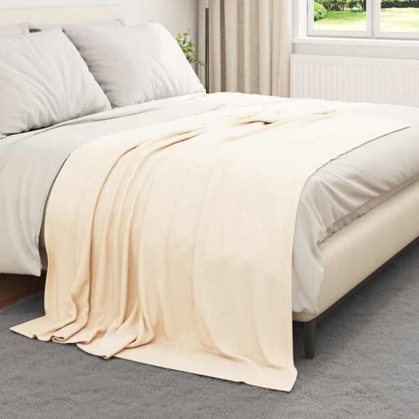 Täckning / Pläd - VIDAXL - Överdrag - 200 x 150 cm - Grädde - Mjuk polyester Grädde
