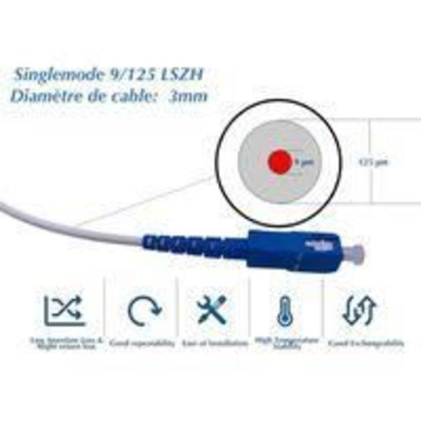 Elfcam® - Fiberoptisk kabel/förlängningskabel { Freebox } - SC-APC till SC-UPC Singlemode Simplex Patch-sladd - 5m