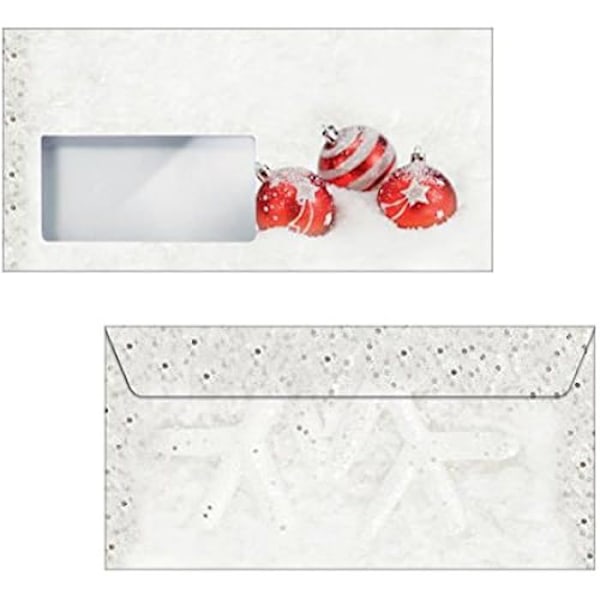 Kuvert - SIGEL - DU247 - Julkula Mönster - Röd/Vit - Format DL 11x22 cm - 50 stycken Vinterstil - röd/vit