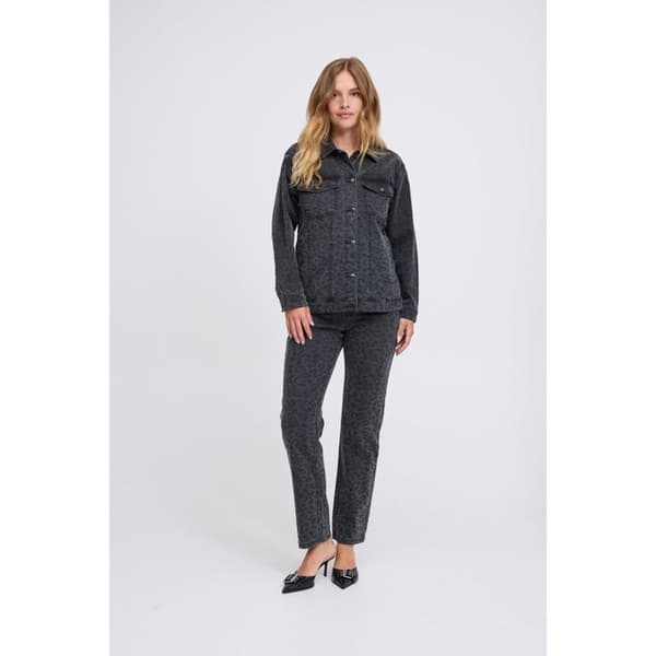 Jeansjacka dam Pulz Jeans Jannah grå leopardtryck S