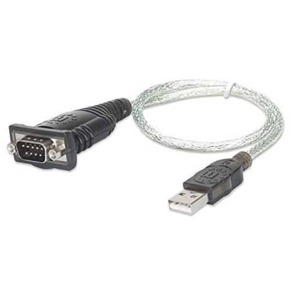 USB till seriell adapter - MANHATTAN - Modell FTDI FT232RL - 0,45 m - Hane/Hane - Silver