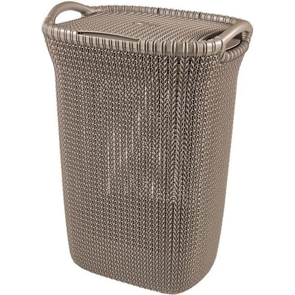 CURVER Tvättkista 57 L - Stickad look - Brun - Med handtag och lock på locket kastanj