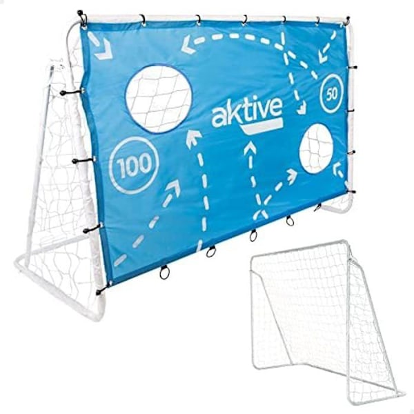 AKTIVE 49043 - Fotbollsmål för barn med träningsduk, Trädgårdsfotbollsmål 182 x 91 x 122 cm, mångfärgad