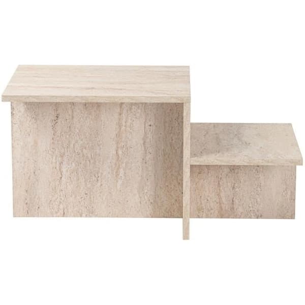 Soffbord - HARMONY - Rektangulär - Travertineffekt - 80 x 40 x 40 cm Travertin