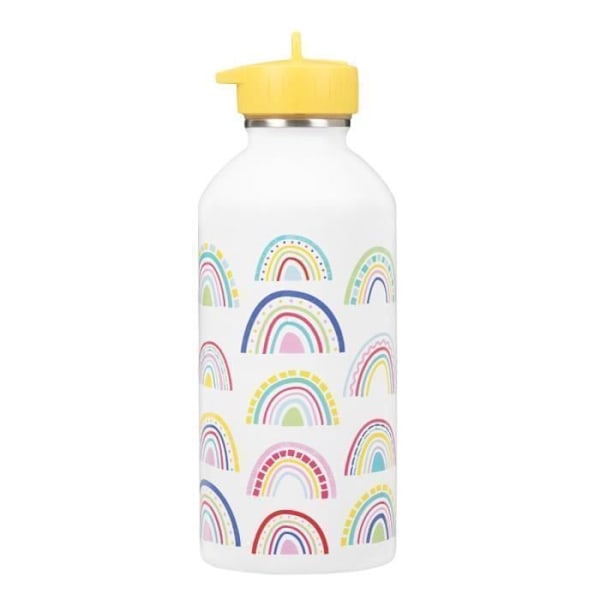 Barnflaska Rostfritt stål - Lätt att rengöra - Återanvändbar flaska - Kapacitet 300ml - 17 cm x 6,5 cm - Regnbåge Flerfärgad