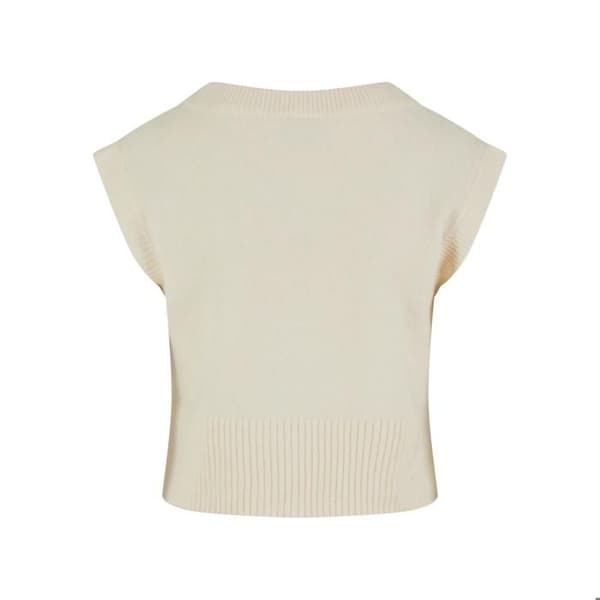 Pull col V utan ärmar dam Urban Classics vitt sand M