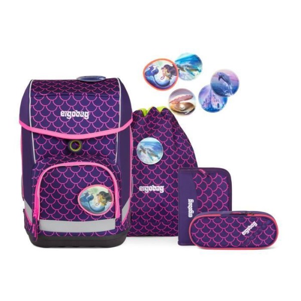 ergobag Cubo Lumi-Edition Skolväska Set 5-delar PerlenDykBjörn [160280] - skolväska ryggsäck Lila