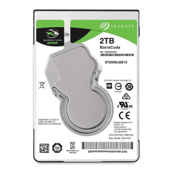 Seagate 1 TB BarraCuda 2,5" intern hårddisk (5400rpm, 128MB cache, SATA 6Gb-s, ST1000LMZ48-LM048)