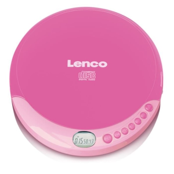 Lenco CD-011 Bärbar Walkman Diskman CD-spelare med hörlurar och Micro USB-laddningskabel Rosa - CD-011PINK Rosa