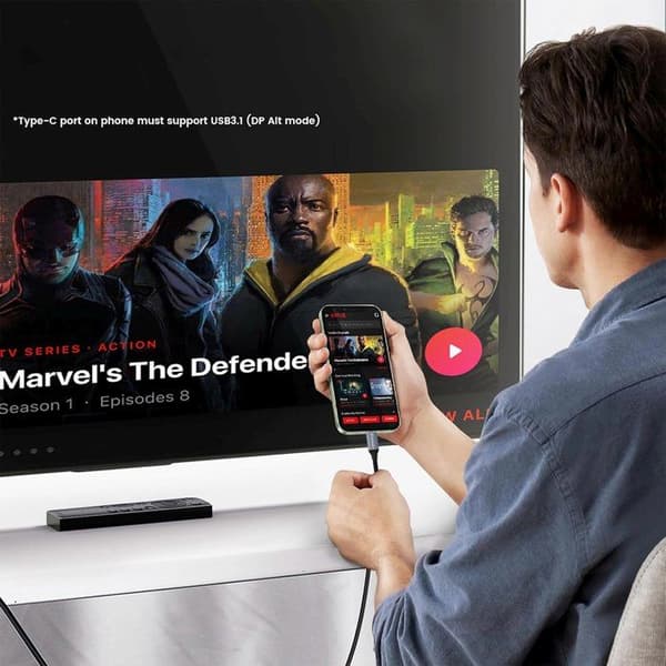 USB-C - HDMI 4K 60 Hz 1,8 m - Svart