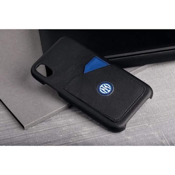 iPhone XS Max-fodral - Inter FC - 2022 - Äkta läder - Svart och blå - Stötsäker Svart blå
