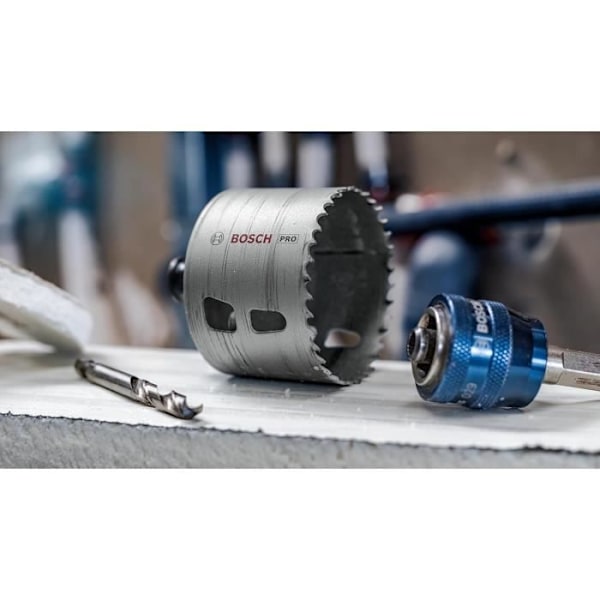 Bosch PRO Power Change Plus Set med 16 hålsågar, multimaterial för mjukt trä, gipsväggar, diameter 68 mm, tillbehör p