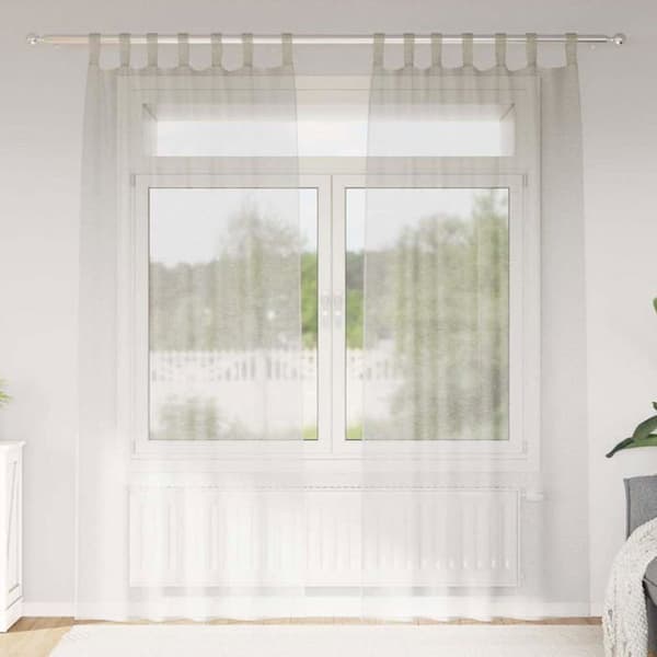 Gardiner i voile - vidaXL - Kräm - Enfärgad - Polyester - 245x140 cm - 2 stycken - Utvändig montering - Lätt Grädde