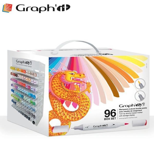 Set med 96 GRAPH'IT Brush &amp; Extra tunn Flerfärgad