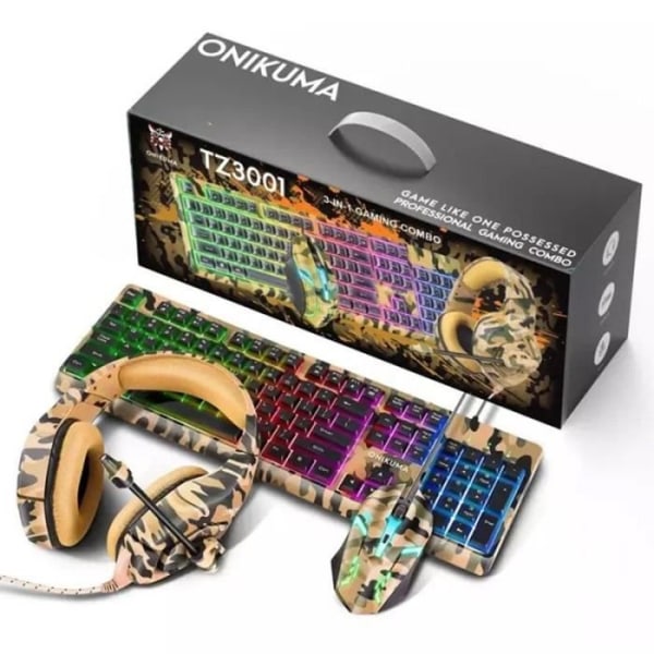 Onikuma Set: mus, tangentbord, headset gul - 6972470562514