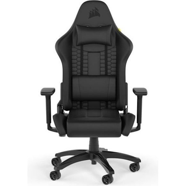 CORSAIR - Kontorsstol - Spelfåtölj - TC100 RELAXED - Imiterat läder - Ergonomiskt - Justerbara armstöd - Svart - Svart