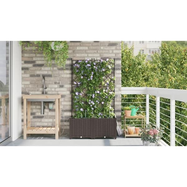 Växtlåda - Brun - Vattensystem - Rektangulär - 80 x 39 x 142 cm brun