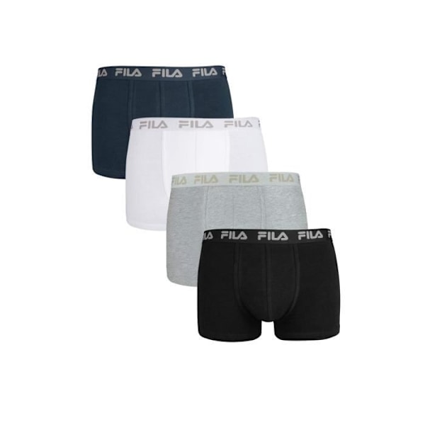 Boxer för män - FILA - Fyrpack - Elastisk bomull - Slimmad passform - Grå, Vit, Blå, Svart Grå, vit, blå, svart M