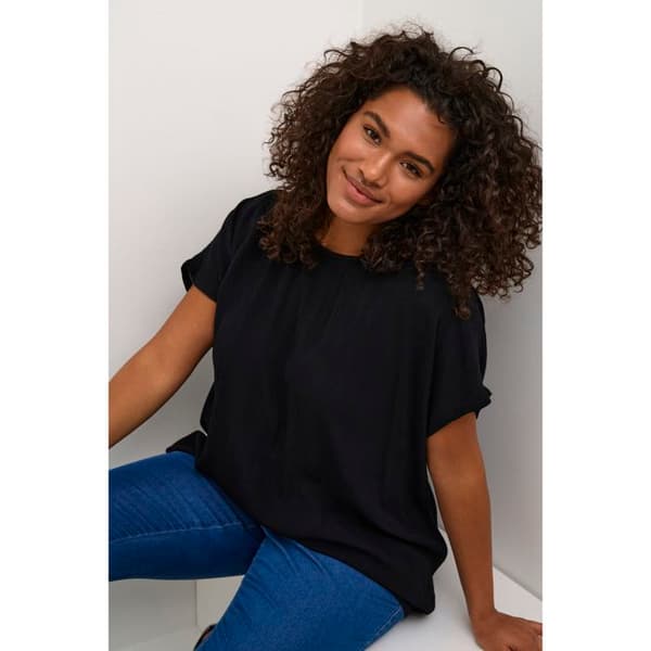 Blus dam KAFFE Curve Ami Stanley svart djup 52