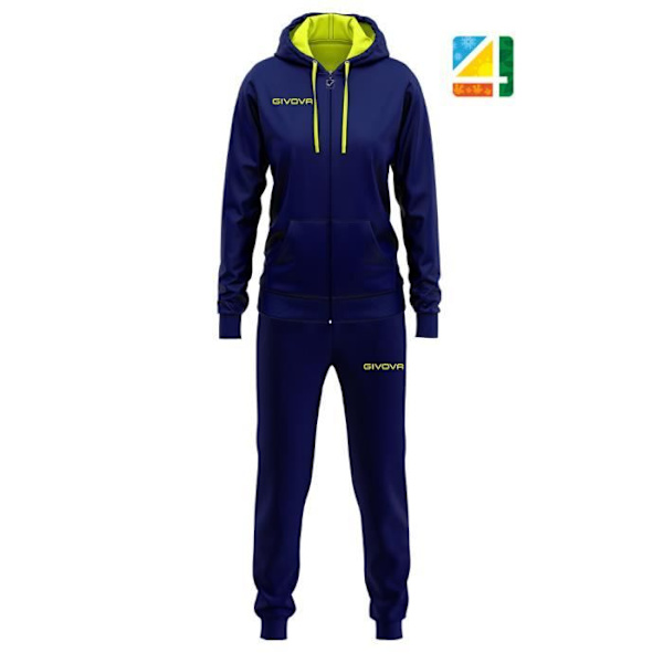 Givova träningsoverall för tjejer - marinblå/amarillo fluo - Barn - Multisport - Blå Marinblå/fluorescerande amarillo 6-8 år gammal