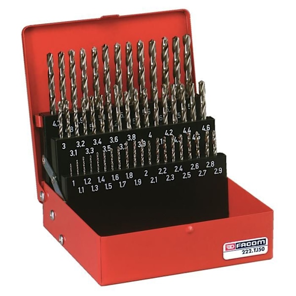 Forets - FACOM - 222A.TJ50 - 50 st - Stål - 1 till 5,9 mm - Professionell